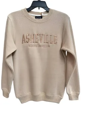 Asheville Logo Crewneck Embroidered Sweatshirt -Oatmeal / Tan Logo