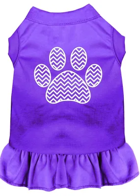 Chevron Paw Screen Print Dress Purple Xs (8)