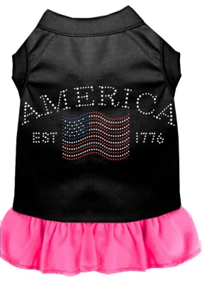 Classic America Rhinestone Dress Black With Bright Pink Xxl (18)