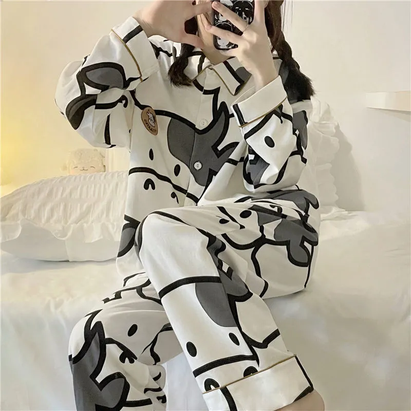 Cow Print Pyjamas Two Piece Set