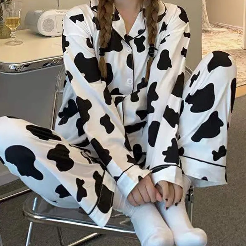 Cow Print Pyjamas Two Piece Set