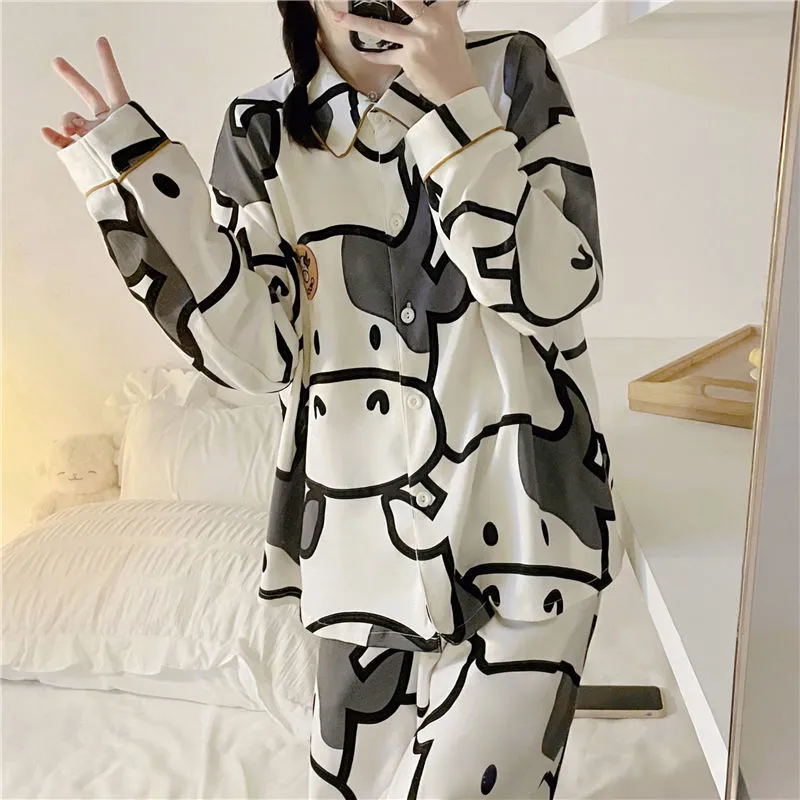 Cow Print Pyjamas Two Piece Set