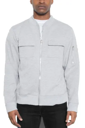 Grey Cotton Zip Up Light Weight Jacket