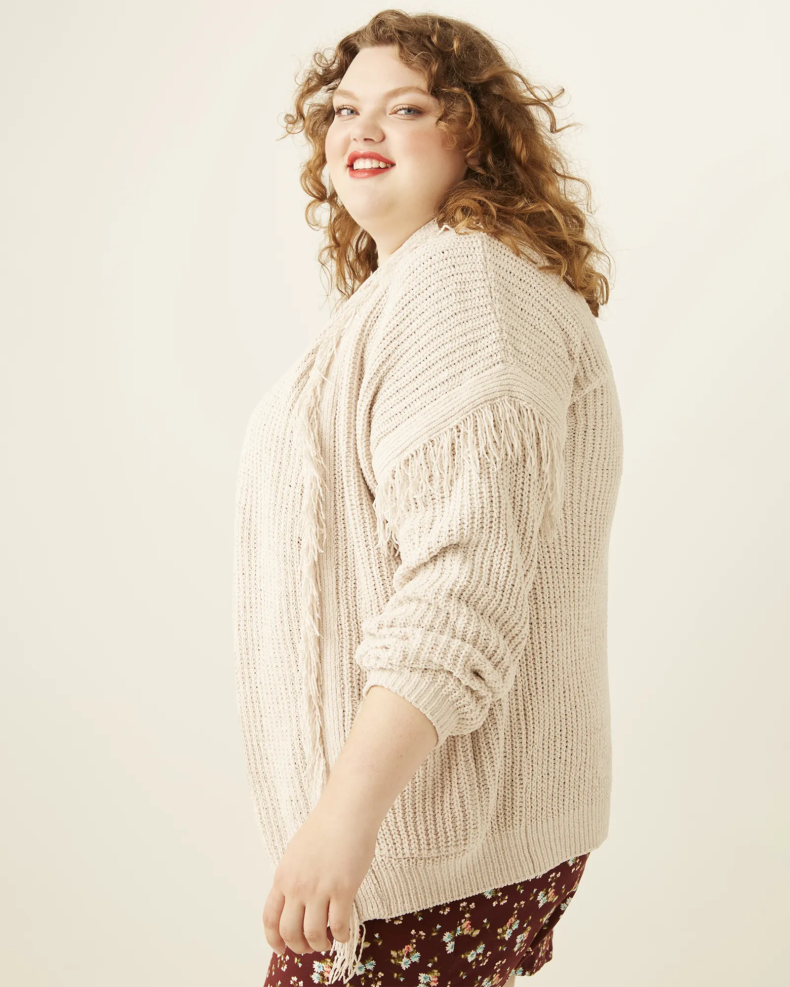 Judith Fringe Pocket Cardigan | Tan