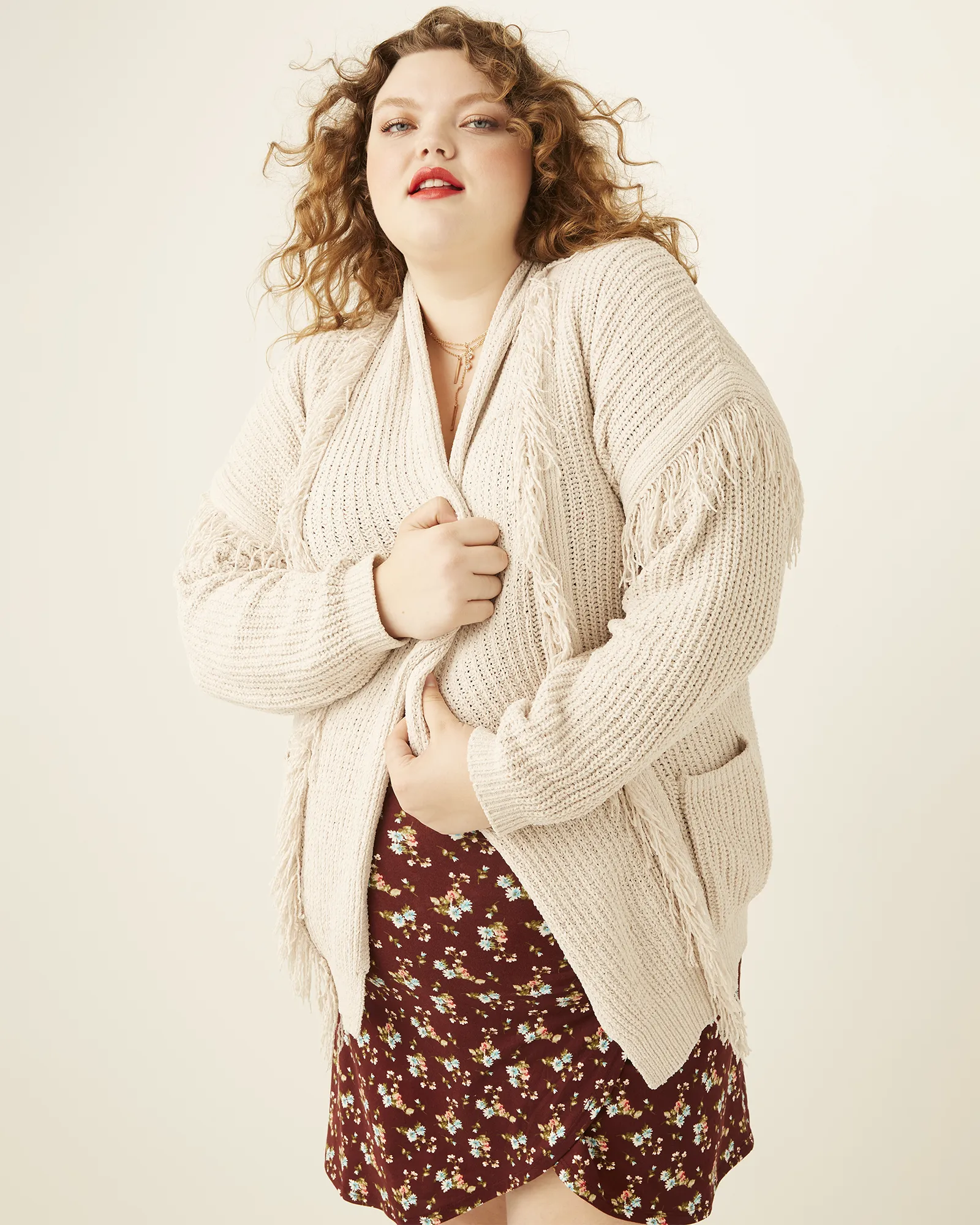 Judith Fringe Pocket Cardigan | Tan