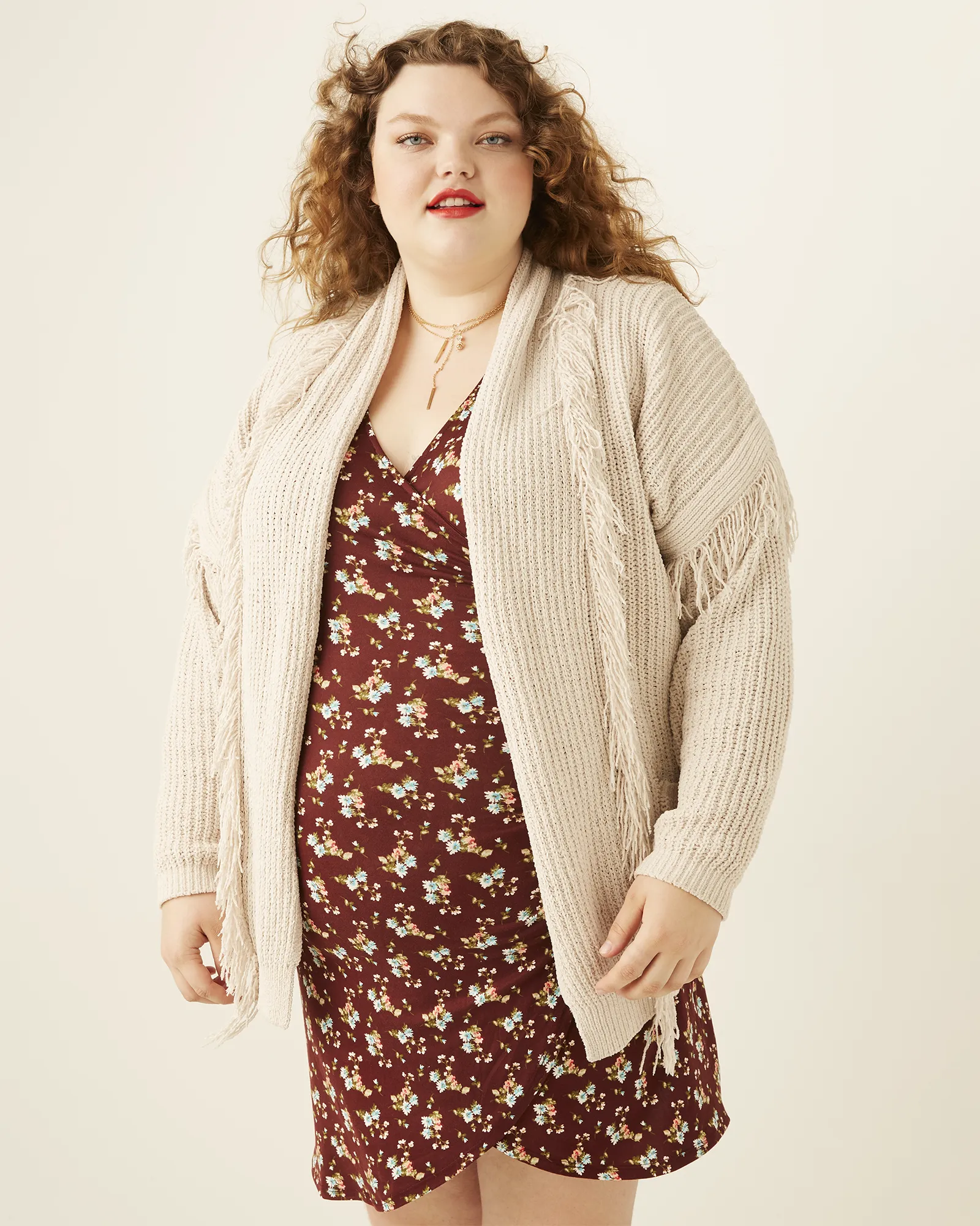 Judith Fringe Pocket Cardigan | Tan