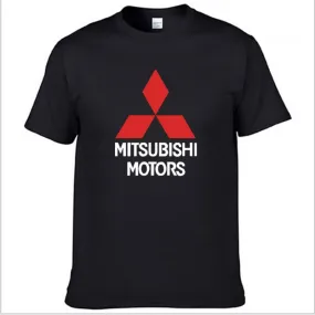 Mens Short Sleeve Mitsubishi Car Logo T-shirt Summer casual male solid colour Cotton Tshirts Fashion HipHop Harajuku Men Clothes