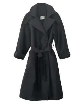 Modern Classic Black Taffeta Trench | Black