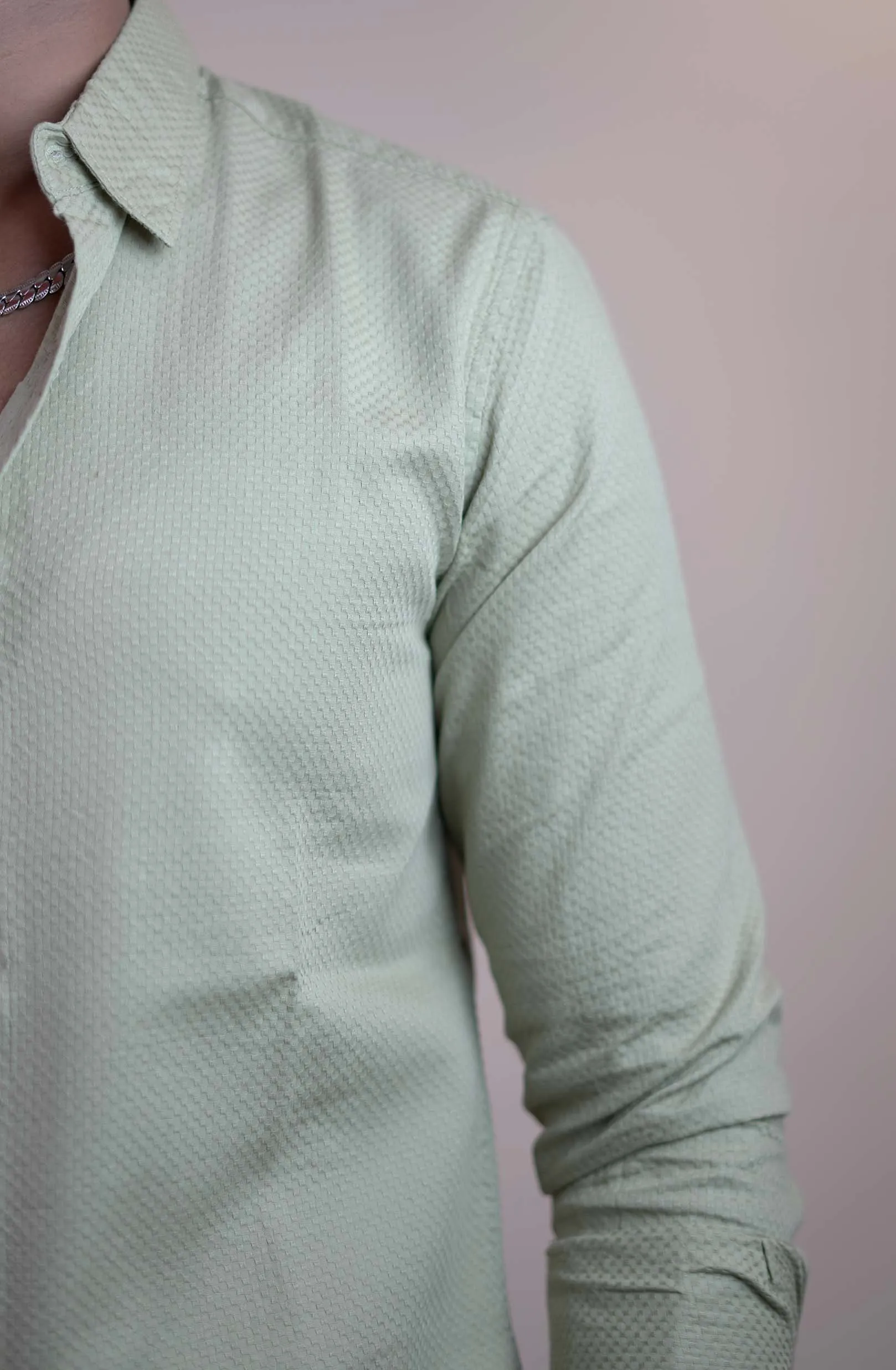 Pastel Green Urban Grid Shirt