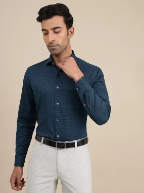 Peacock Blue Solid Slim Fit Formal Shirt | Metal