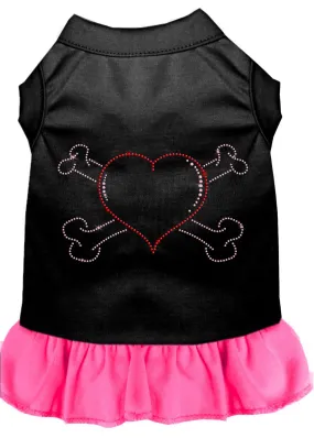 Rhinestone Heart And Crossbones Dress Black With Bright Pink Xl (16)