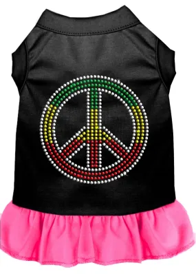 Rhinestone Rasta Peace Dress Black With Bright Pink Xl (16)