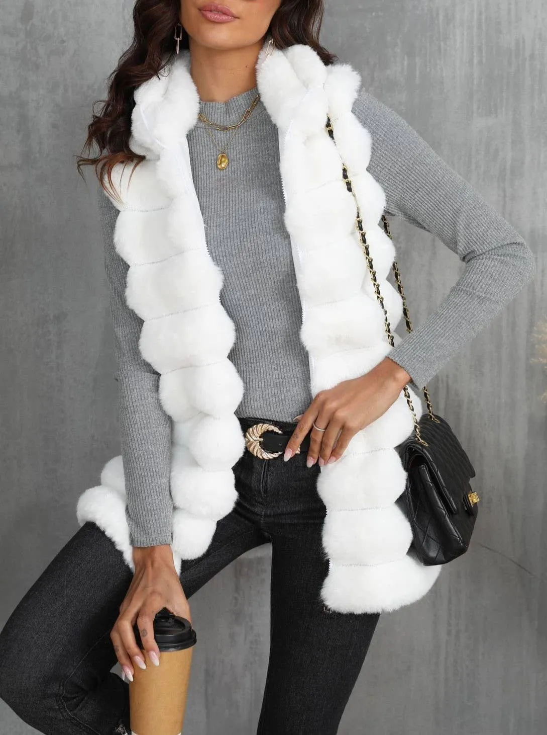 Stylish Midi Zippered Fleece Vest