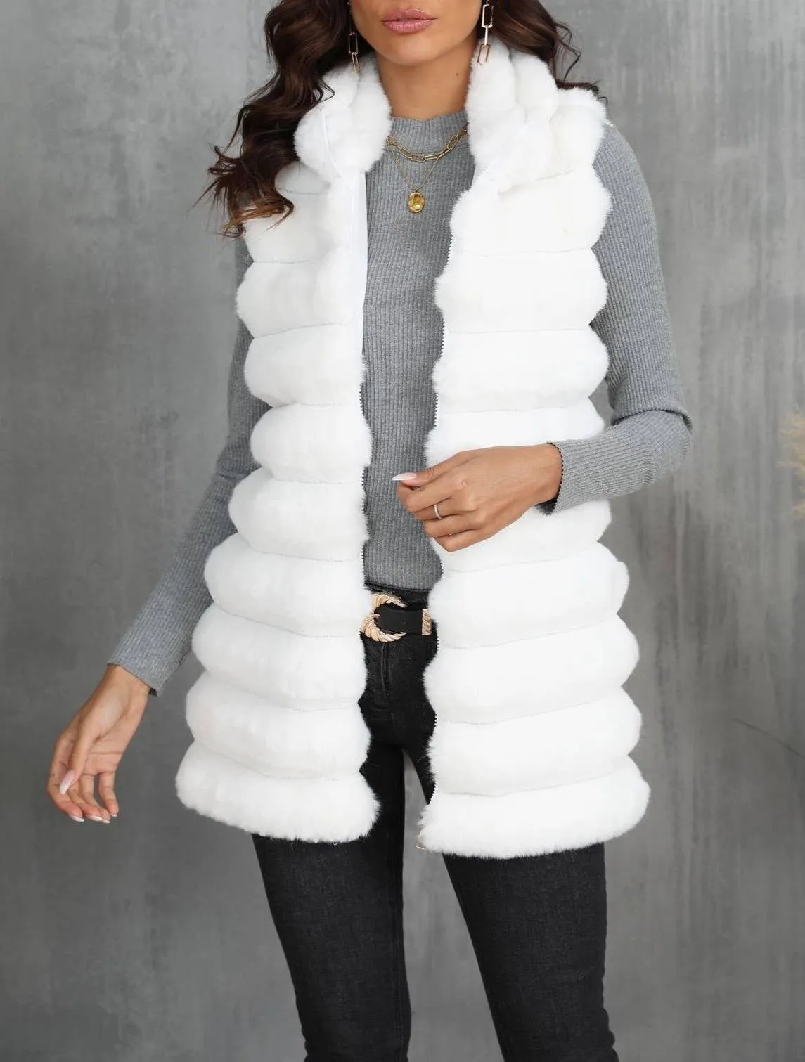 Stylish Midi Zippered Fleece Vest