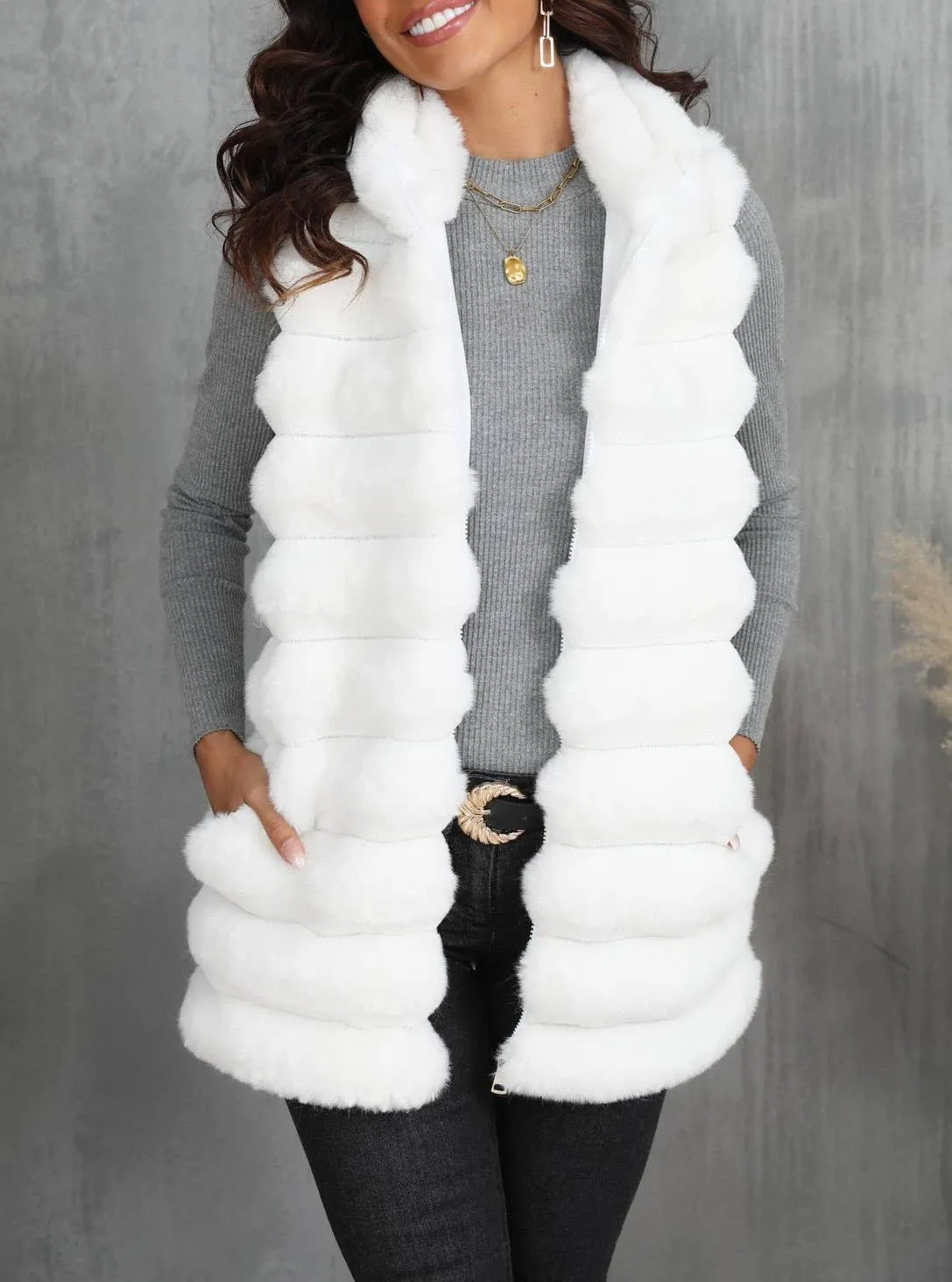 Stylish Midi Zippered Fleece Vest