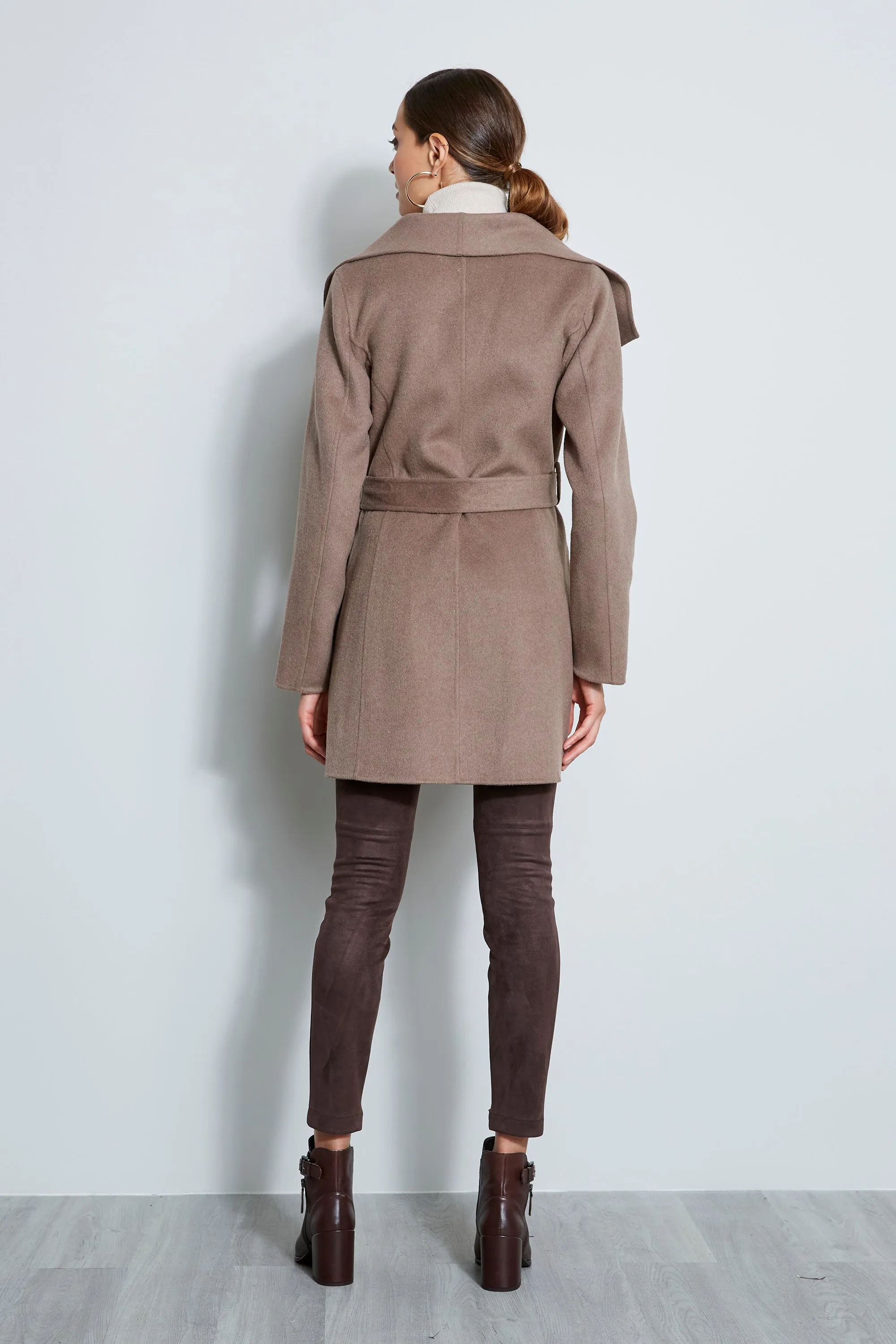 Tahari Double Face Wool Lightweight Wrap Coat